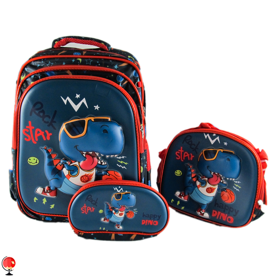 کوله پشتی پسرانه سه تیکه طرح دایناسور