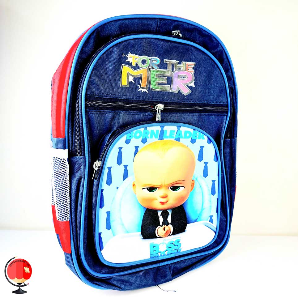 کوله پشتی چهار زیپ طرح بچه رئیس